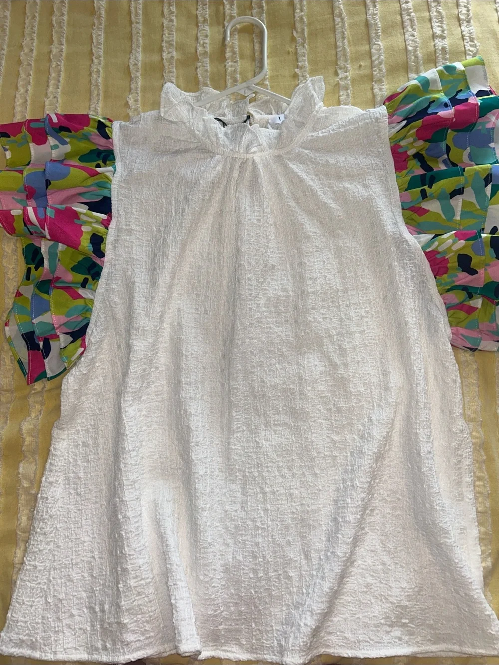 THML Make You Happy White Ruffled Blouse NWT